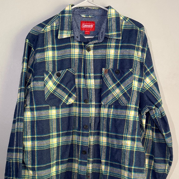 Coleman Navy and Green Plaid Flannel Shirt - Picture 1 of 10